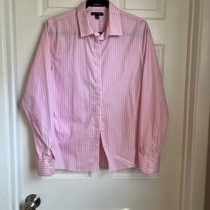 Lands' End Pink and White Striped Shirt